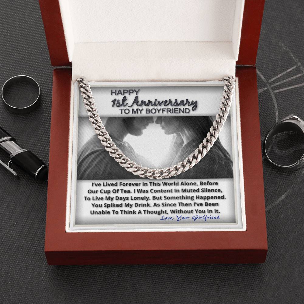 One Year Anniversary Gifts For Boyfriend Link Chain Necklace In Stainless Steel Or 14K Gold Finish Cuban Link Chain