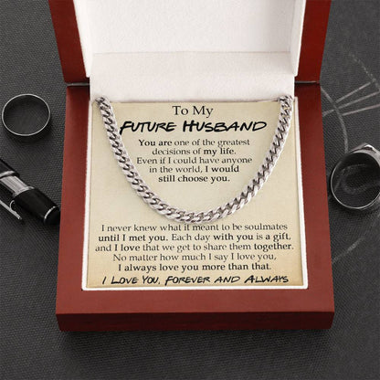 To My Future Husband Cuban Chain Necklace Sentimental Necklace For Him Anniversary Gift Birthday Gift Gift For Future Cuban Link Chain