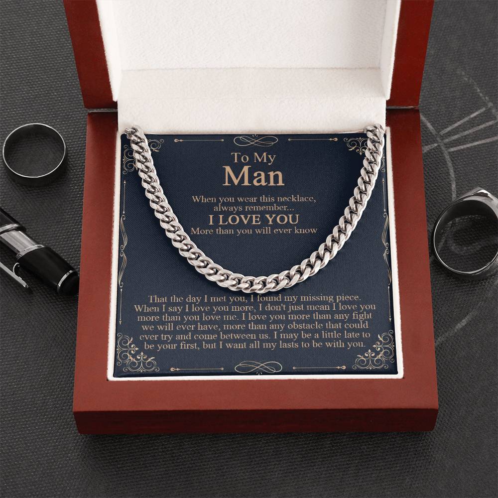 To My Man Necklace Boyfriend Cuban Chain Necklace Boyfriend Birthday Boyfriend Anniversary Romantic Gift For Boyfriend Cuban Link Chain