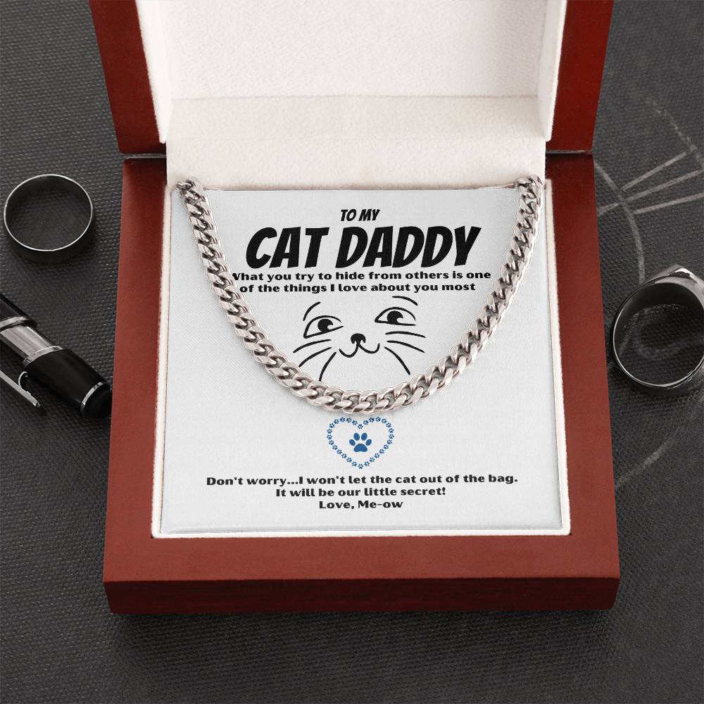 Cat Daddy Gift Cat Gift For Men Cuban Link Chain Valentine Gift For Husband Heavy Chain Necklace Funny Romantic Gift F