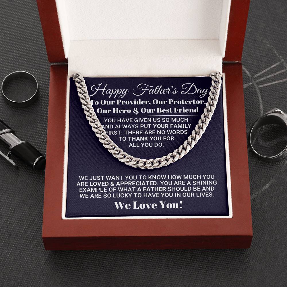 Our World Father's Day Necklace Cuban Link Chain