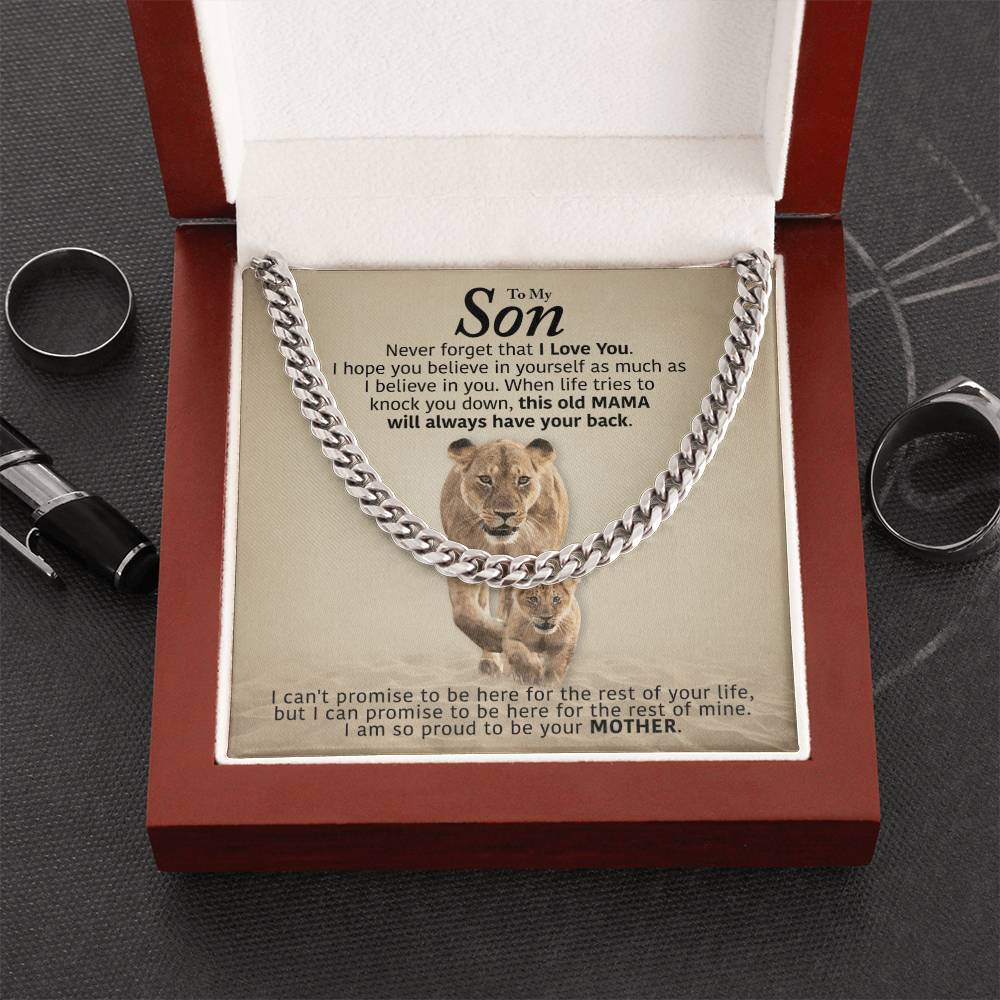 My Son - Will Always Have Your Back  Cuban Link Chain Necklace
