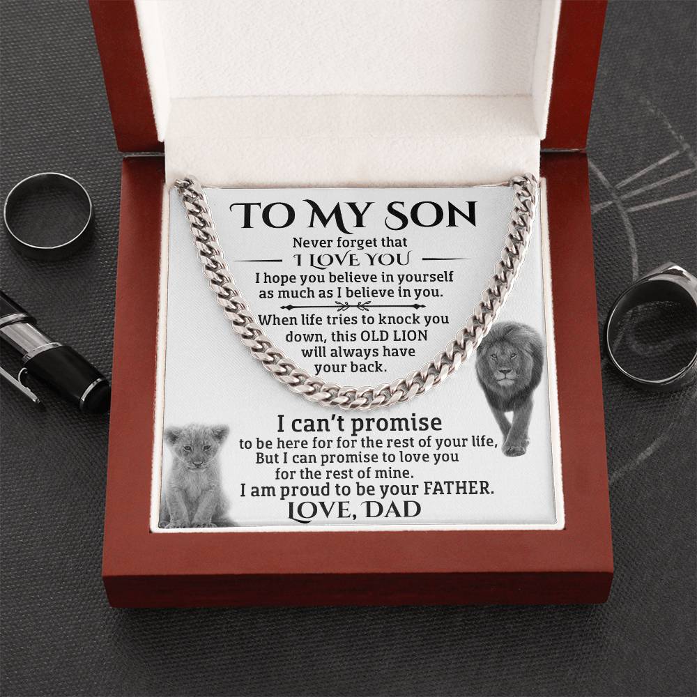 To My Son Gift From Dad Father To Son Chain Necklace Sentimental Gift For Son Cuban Link Chain