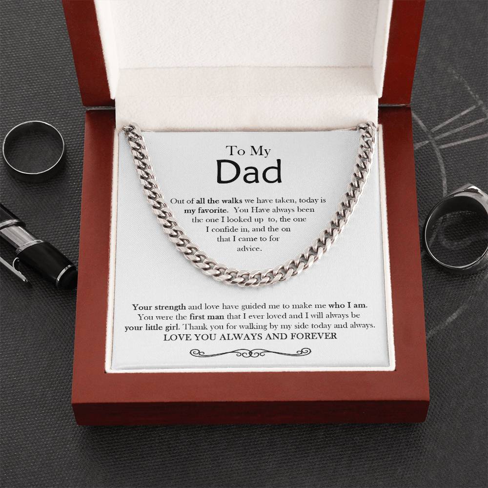 Gift For Dad From Daughter Thank You Dad To My Dad Necklace Gift For Dad On Wedding Day From Daughter Cuban Link Chain