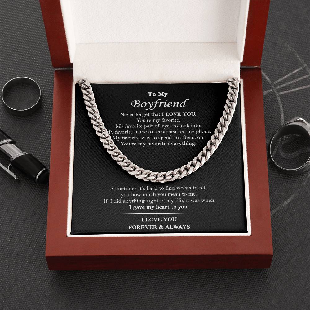 To My Boyfriend Chain Necklace Boyfriend Birthday Valentine's Day Gift Romantic Gift For Boyfriend Anniversary Gift Fo Cuban Link Chain