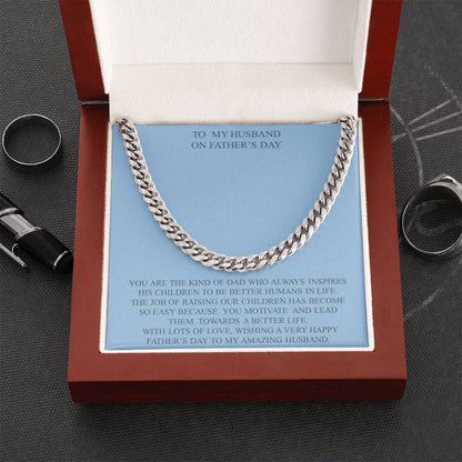 To My Husband On Father's Day Cuban Link Chain