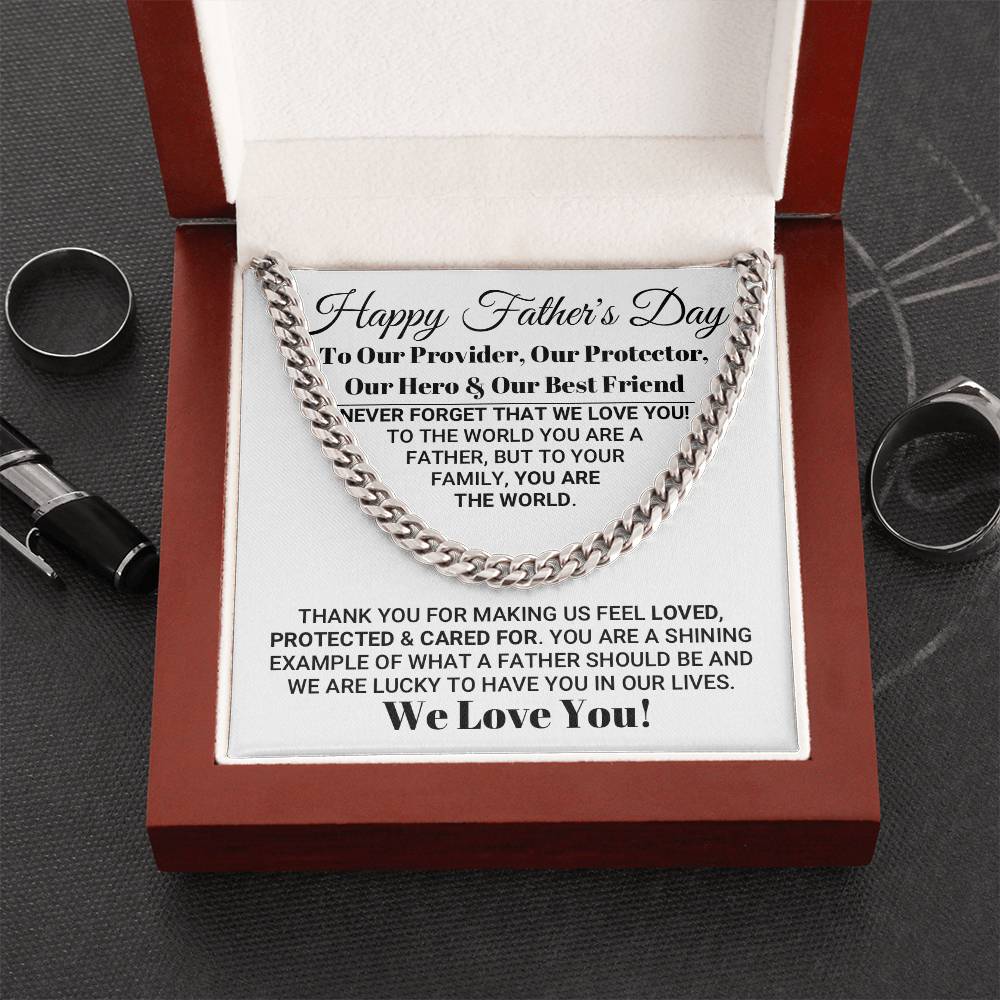 Our World Father's Day Necklace Cuban Link Chain