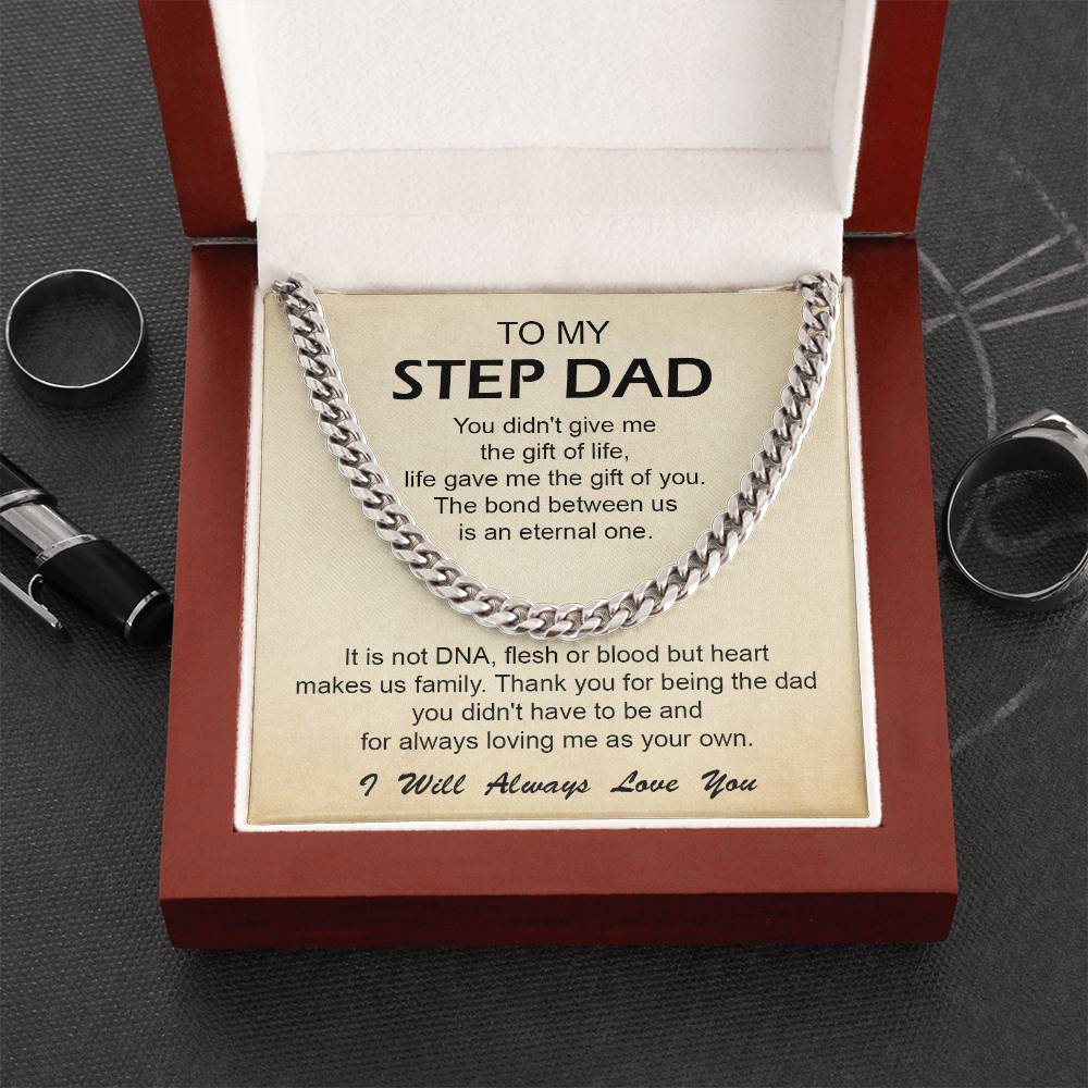 To My Step Dad Cuban Link Chain Necklace Step Dad Gift Fathers Day Gift For Stepdad Step Dad Birthday Gift