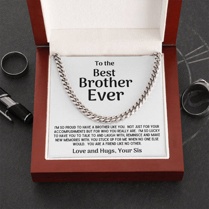 Best Brother Ever Cuban Chain Necklace Gift From Sis Cuban Link Chain