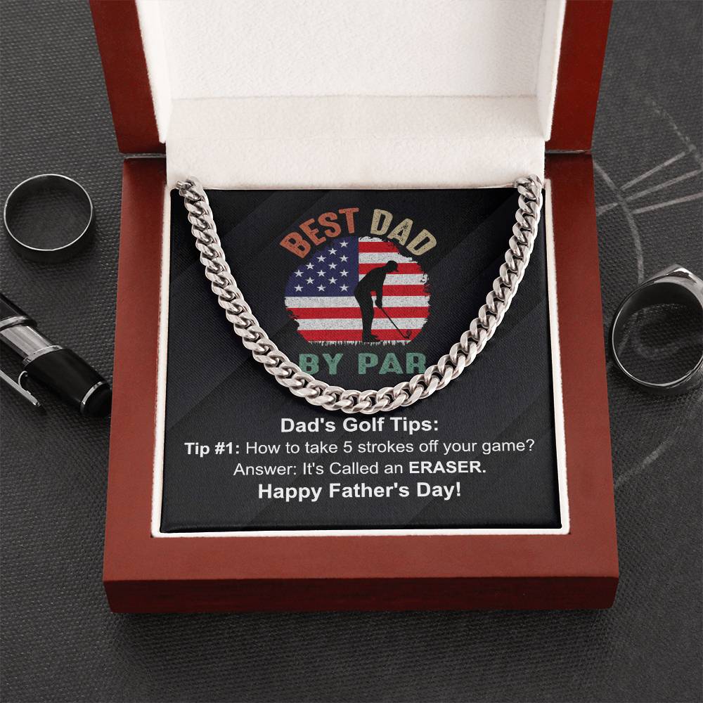 Golf Joke Necklace - Father's Day Gift Cuban Link Chain