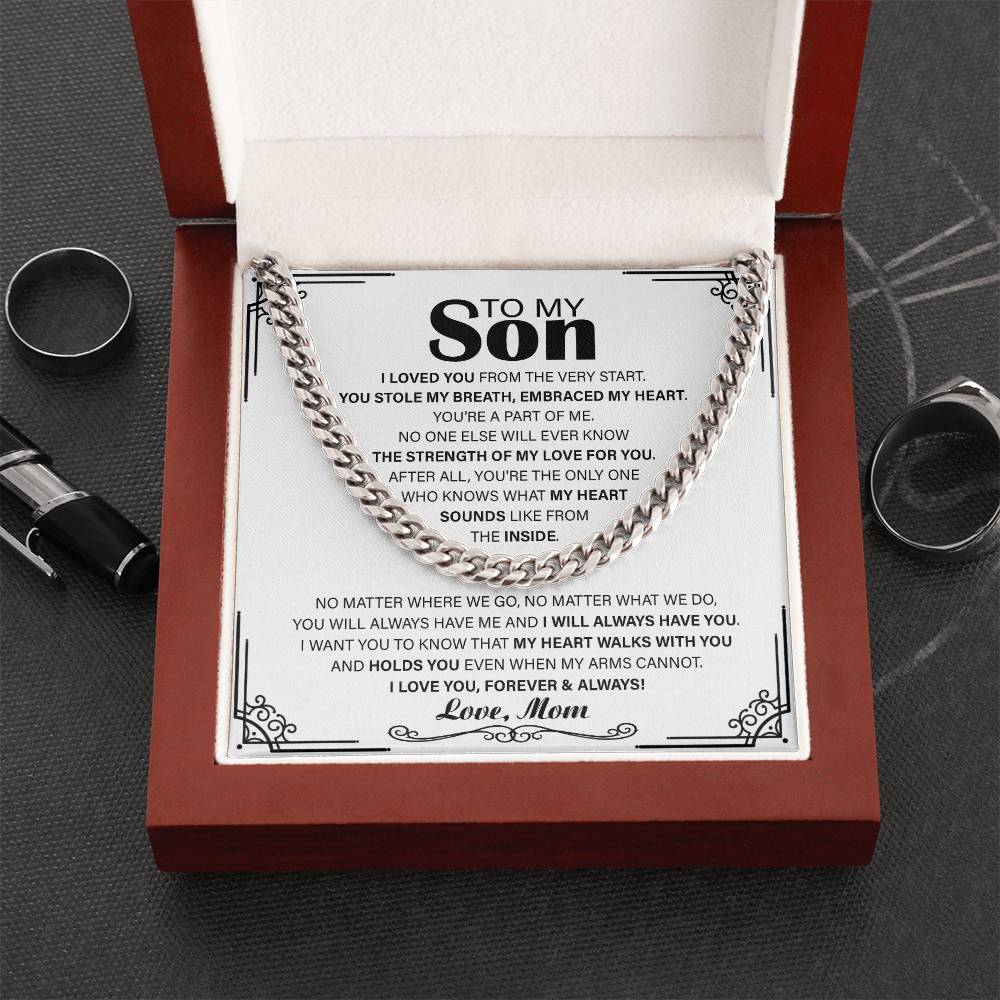 To My Son Chain Necklace Gift For Son From Mom Mother To Son Jewelry Gift Cuban Chain Necklace For Men Son Birthday Gr Cuban Link Chain