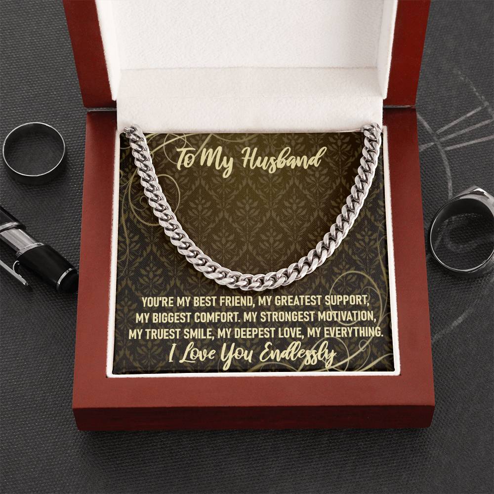 To My Husband I Love My Everything Chain Necklace Cuban Link Chain