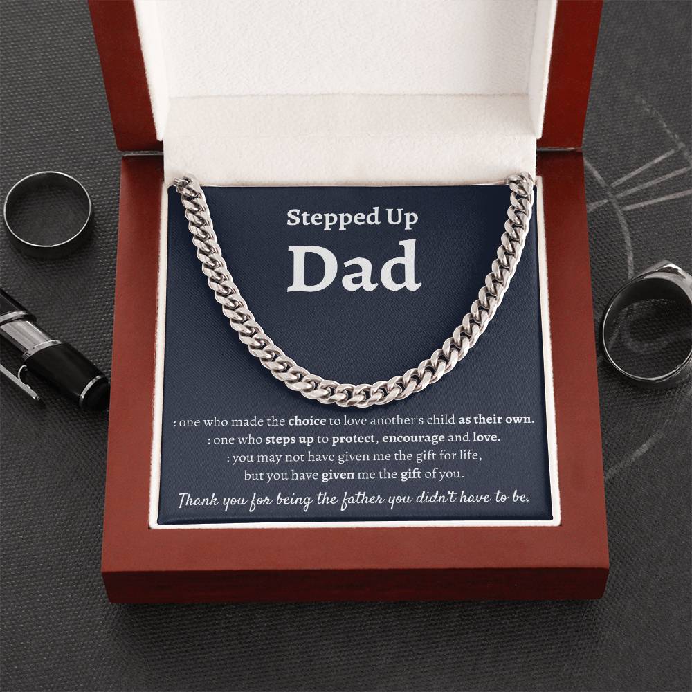 Stepdad Fathers Day Gift Bonus Dad Gift Stepped Up Dad Cuban Chain Necklace Stepdad Gifts Ideas Gift For Stepdad From Cuban Link Chain
