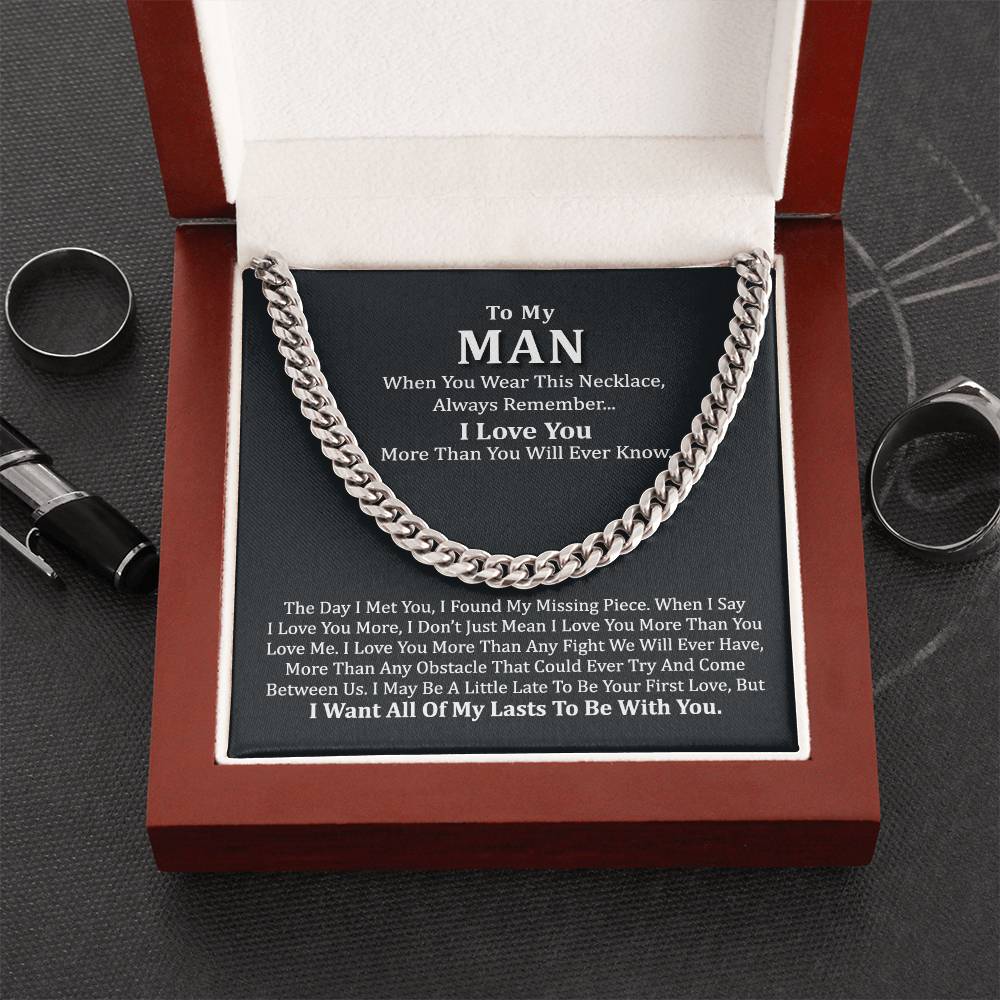 To My Man Chain Necklace Gift For Him Romantic Birthday Gifts For Him Best Jewelry For Men Cuban Link Chain