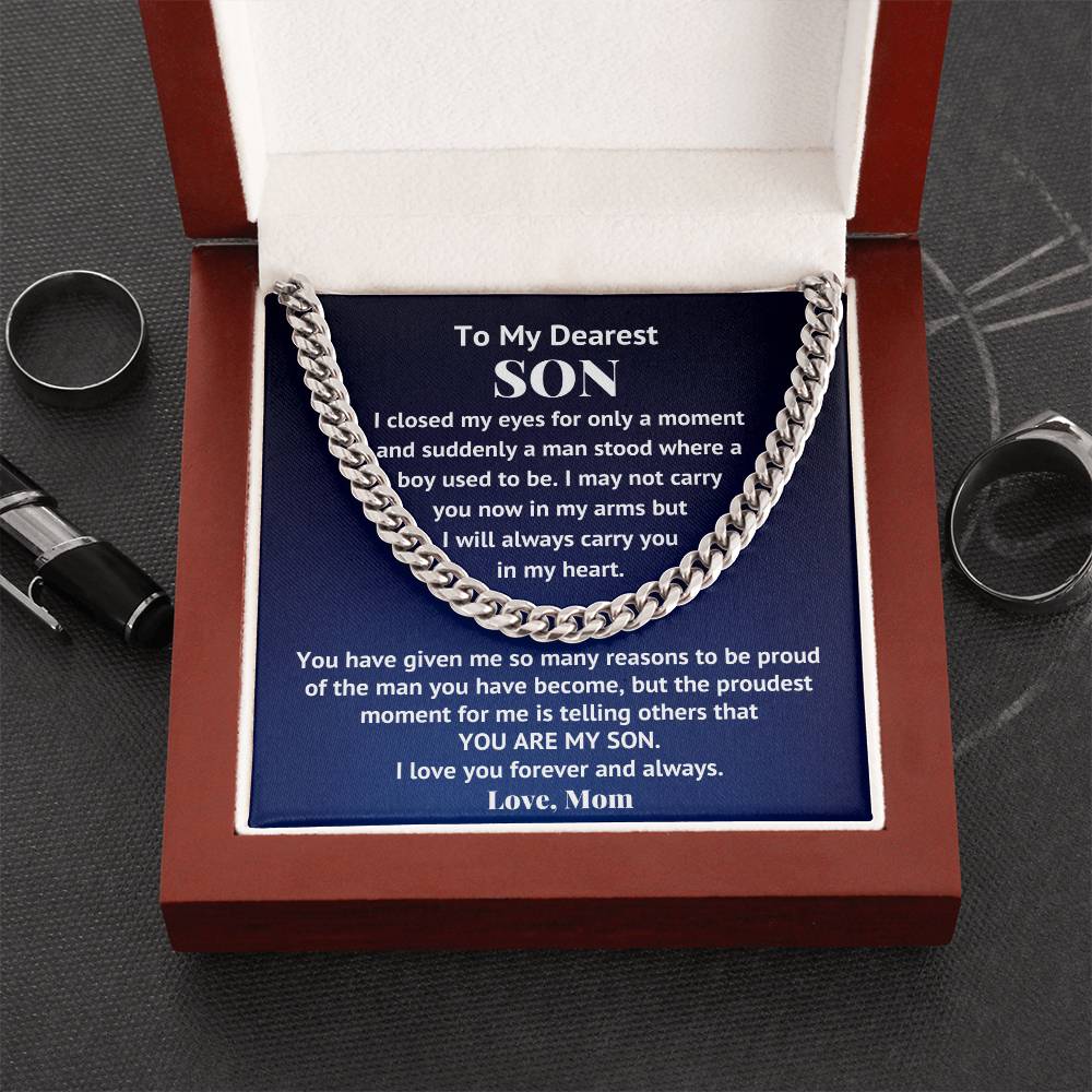 To My Son Necklace Son Gifts From Mom Son Cuban Chain Necklace Mother To Son Gifts Gifts For Son Birthday Cuban Link Chain