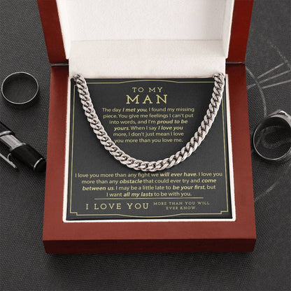 To My Man Necklace Boyfriend Necklace Gift Birthday Gift For Him Chain Necklace For Him Anniversary Husband Gift Cuban Link Chain