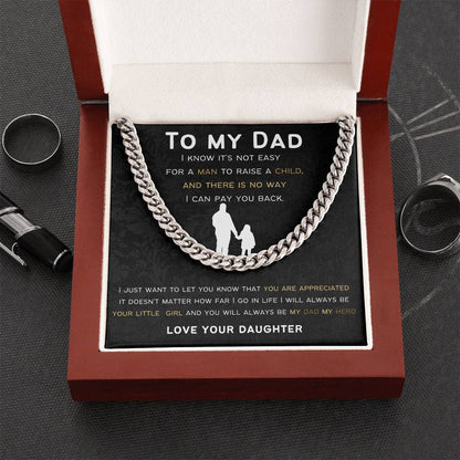 Cuban Link Chain Gift For Dad From Daughter.