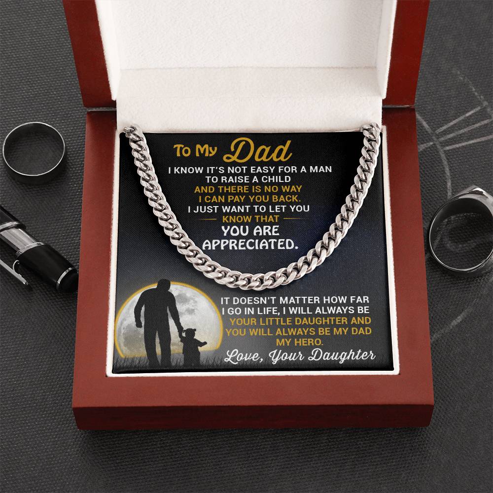 Necklace For Dad From Daughter-Best Father's Day Gift For Dad-Chain Necklace For Dad-Father's Day Jewelry Cuban Link Chain