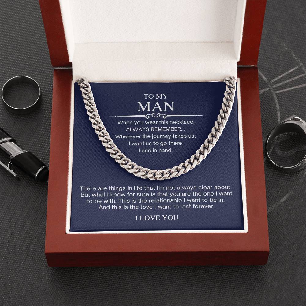 To My Man Valentine's Day Cuban Chain Necklace Cuban Link Chain