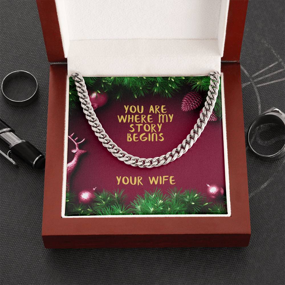 My Husband You Are Where My Story Begins Cuban Link Chain