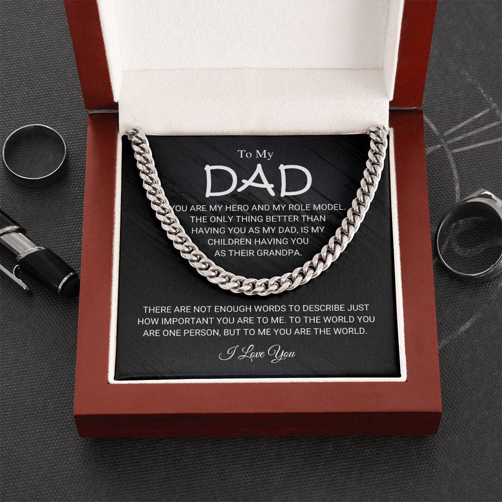 To My Dad Cuban Chain Necklace Gift For Him Dad Birthday Father's Day Gift Cuban Link Chain