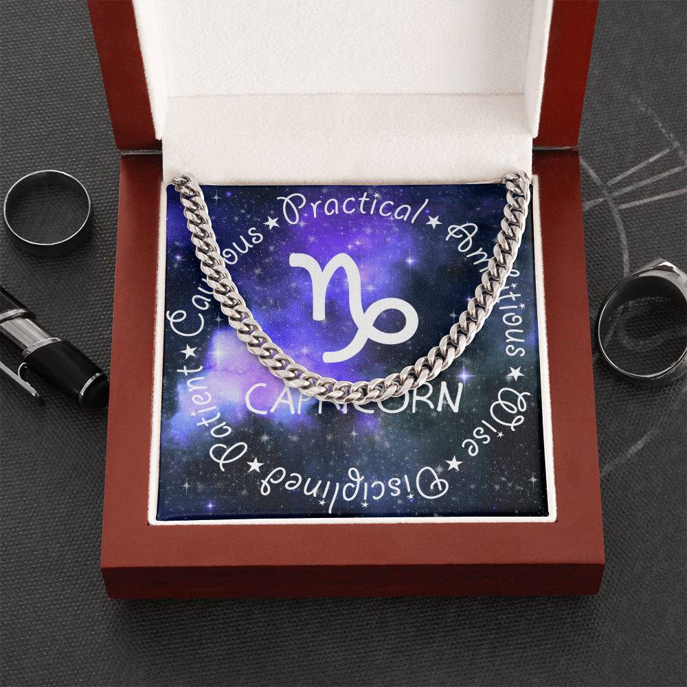 Cuban Link Chain Necklace - Capricorn Theme