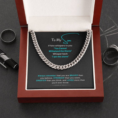 To My Son I Am The Storm Cuban Chain Link Necklace Cuban Link Chain