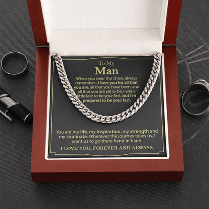 To My Man Necklace Cuban Chain Necklace For Him Romantic Birthday Gifts For Men Cuban Link Chain