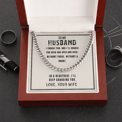 To My Husband Cuban Link Chain