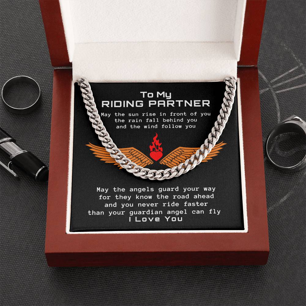 To My Harley Davidson Riding Partner Cuban Link Chain Necklace Gift For Husband Gift For Boyfriend Motorcycle Life Val