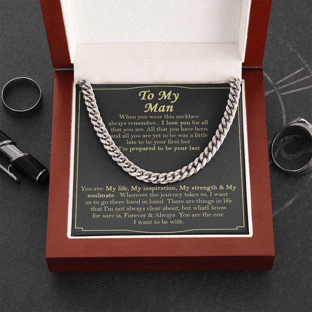 To My Man Necklace Gift For Boyfriend Boyfriend Birthday Gift Cuban Link Chain