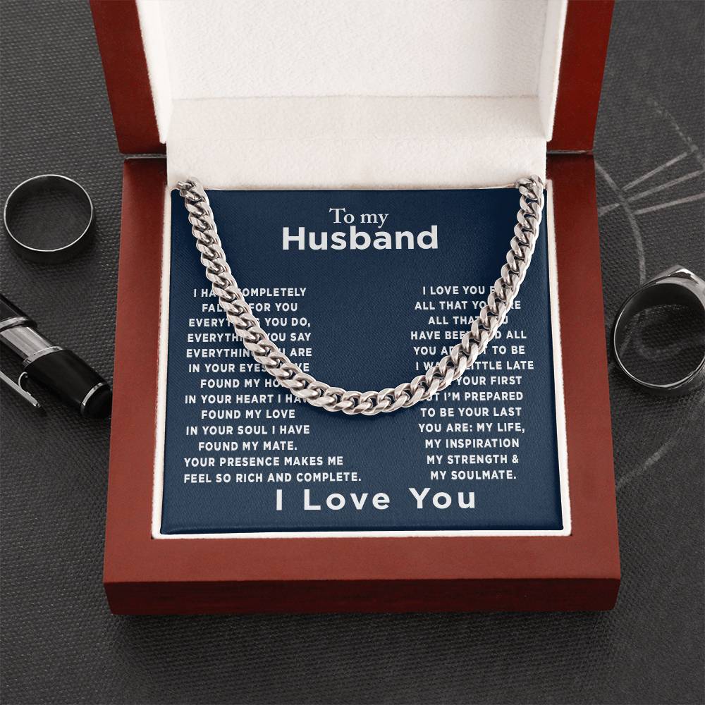 To My Husband - Meeting You Was Fate - Gift For Father's Day Birthday Anniversary - Gift For Husband Gift For Boyfrien Cuban Link Chain