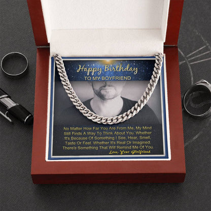 Happy Birthday To My Boyfriend Gifts For Him Cuban Link Necklace Message Card Cuban Link Chain