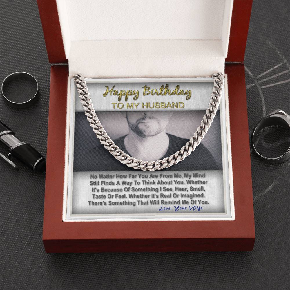 Happy Birthday To My Husband Gift For Him Cuban Link Chain Message Card Gift Box