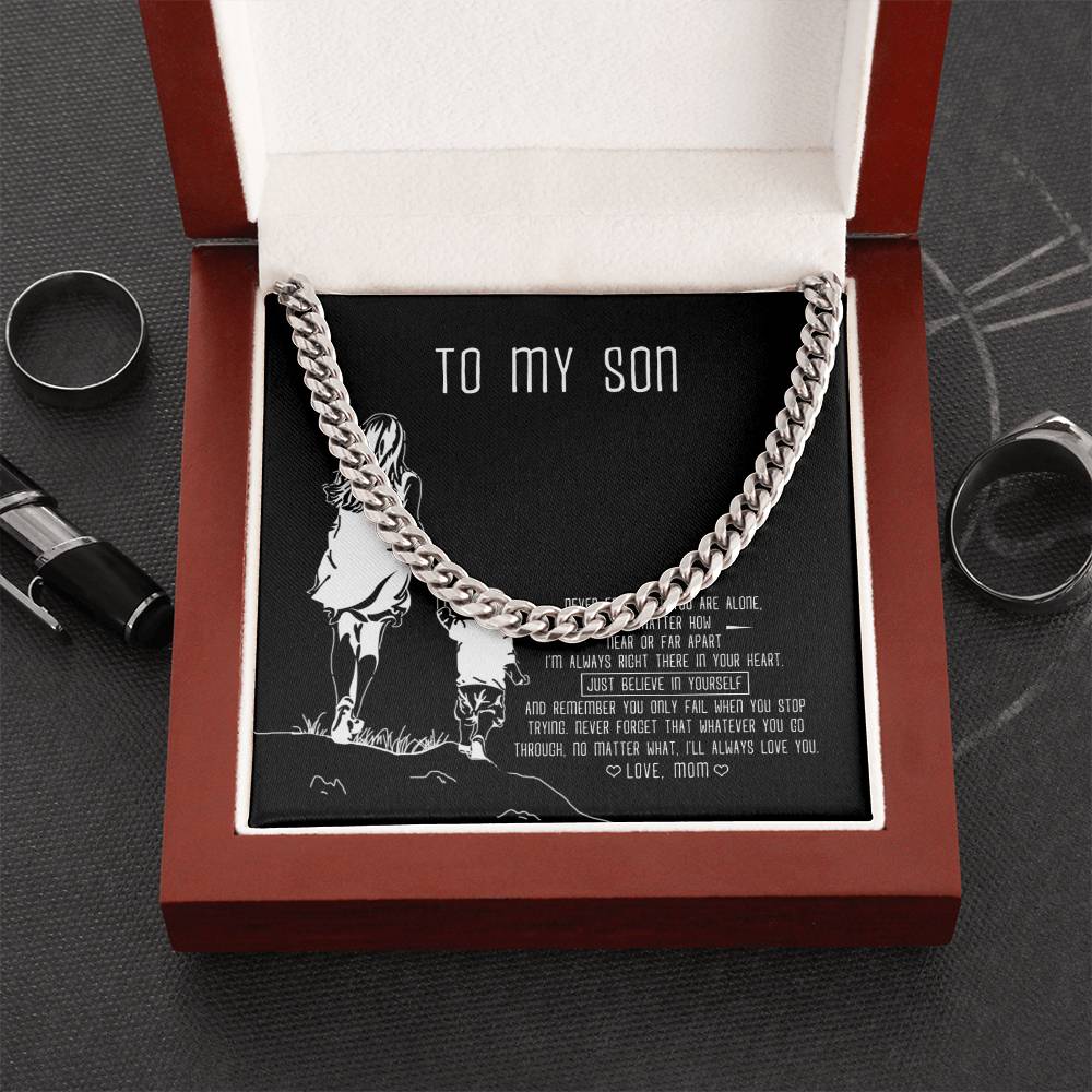 To My Son Cuban Link Chain Necklace