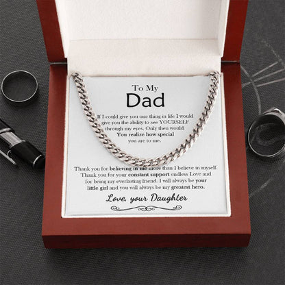 To My Dad Chain Necklace Personalized Gift For Dad From Daughter Birthday Gift For Dad Father's Day Gift Cuban Link Chain