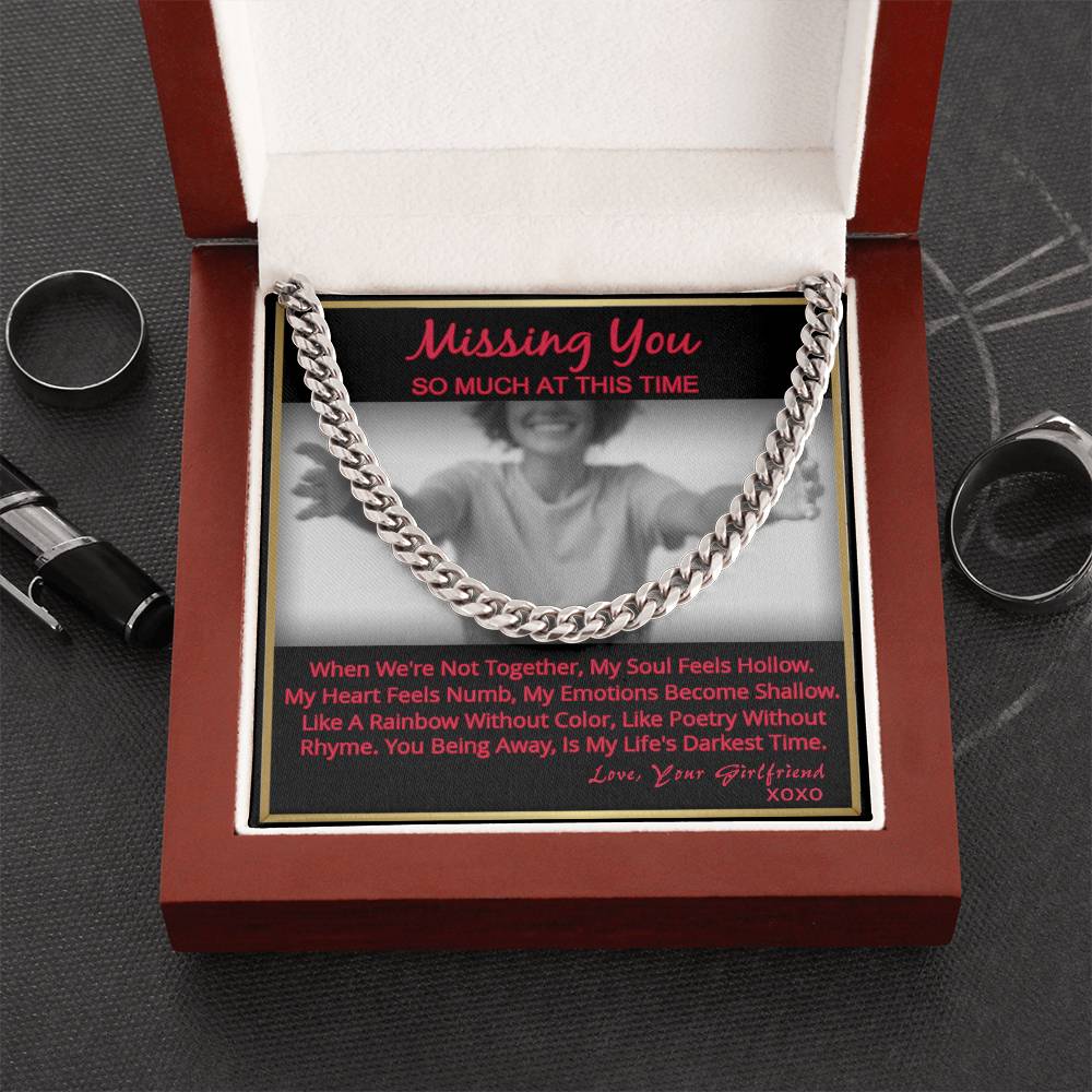 Long Distance Relationship Gift For Boyfriend Missing You Cuban Link Necklace From Girlfriend Cuban Link Chain