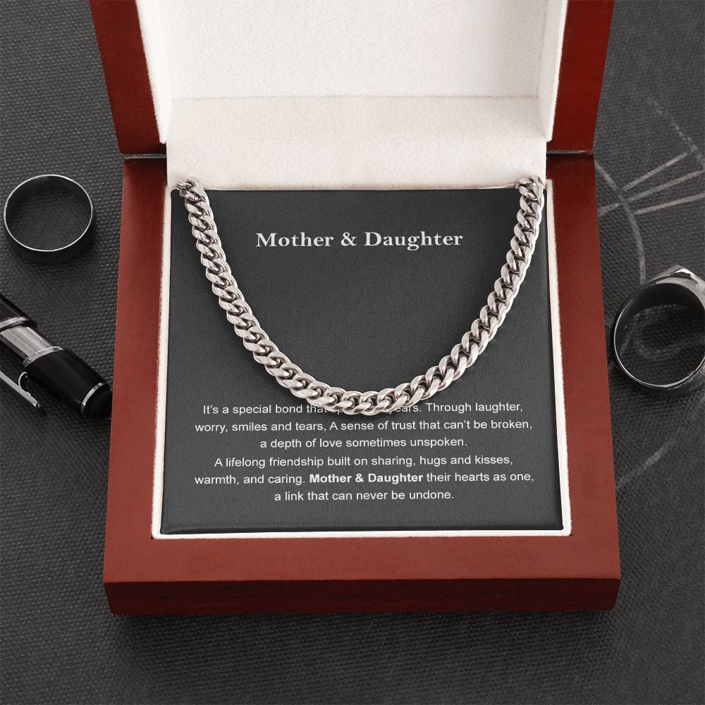Mother & Daughter Mother's Day Birthday Jewelry Gift Chain Necklace For Women Cuban Link Chain