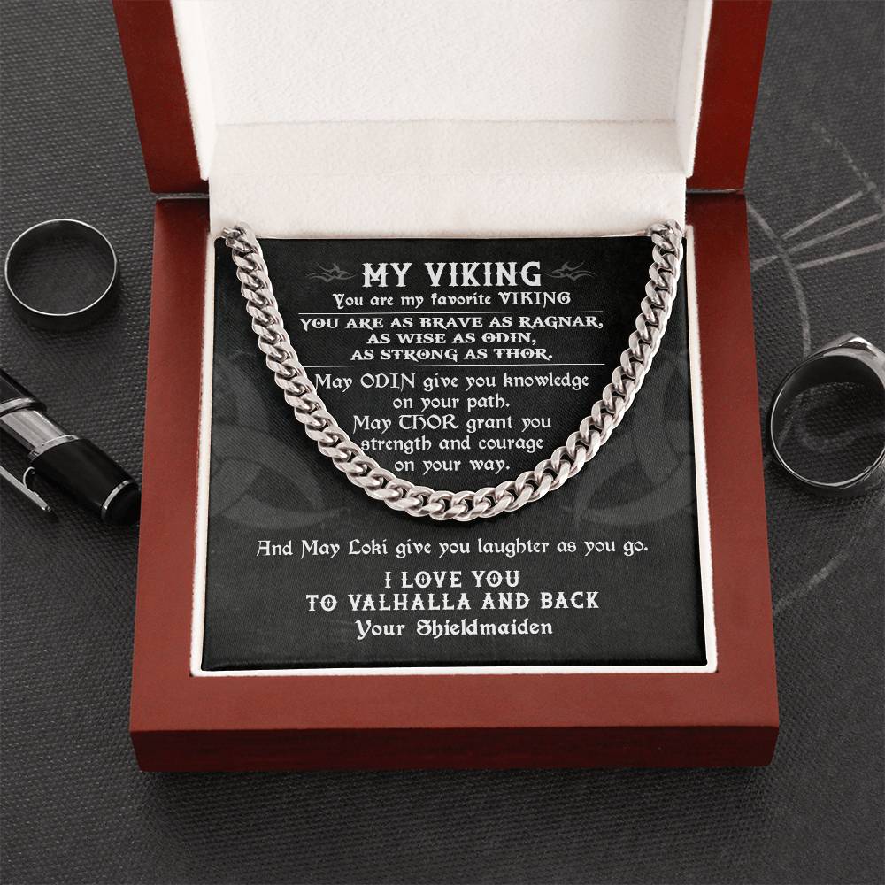 To My Viking Necklace Viking Gift For Man Cuban Link Chain