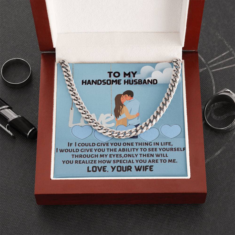 To My Dear Handsome Husband Cuban Link Chain