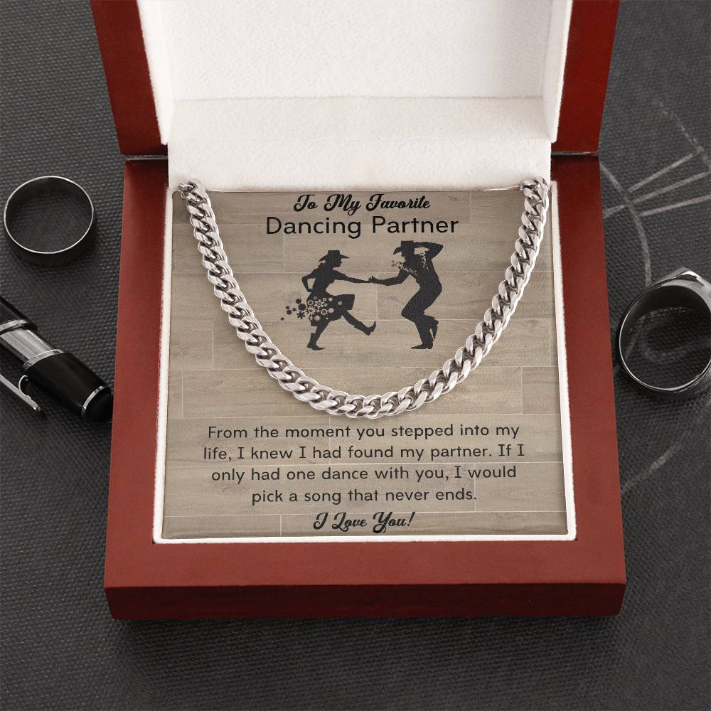To My Dancing Partner - Line Dancers For Life - Men's Thick Link Chain Cuban Link Chain