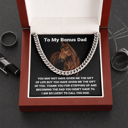 Step Dad Gift From Step Daughter Bonus Dad Gift From Bonus Son Fathers Day Horse Lover Gift For Stepped Up Dad Cuban Link Chain