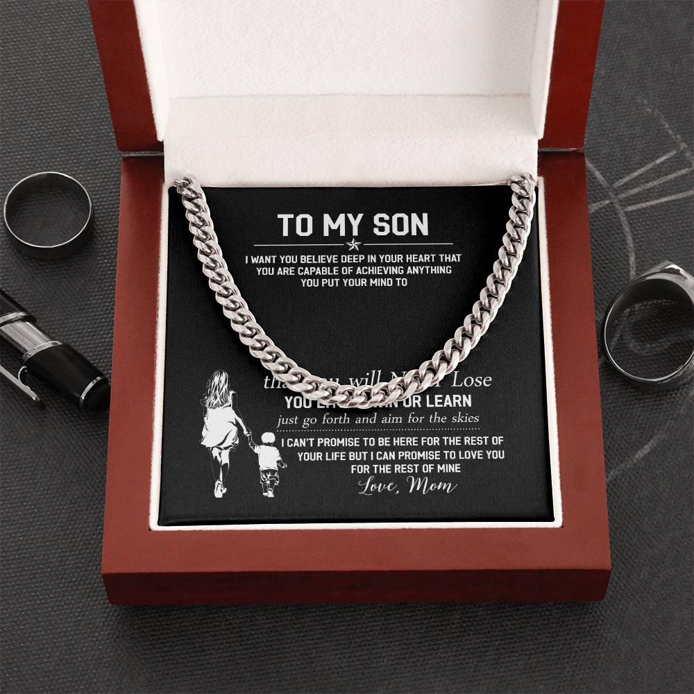 To My Son Cuban Link Chain Necklace