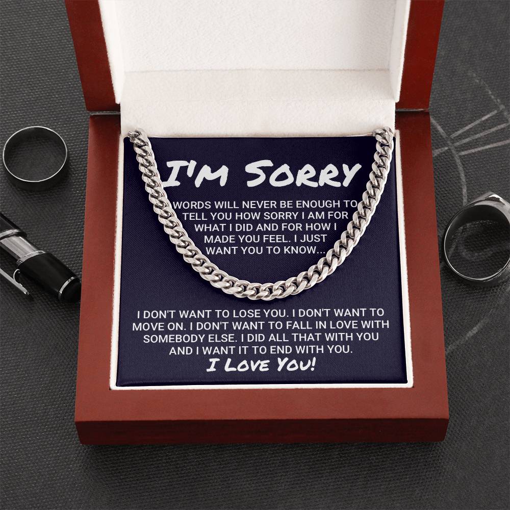 Sorry Apology Necklace Cuban Link Chain