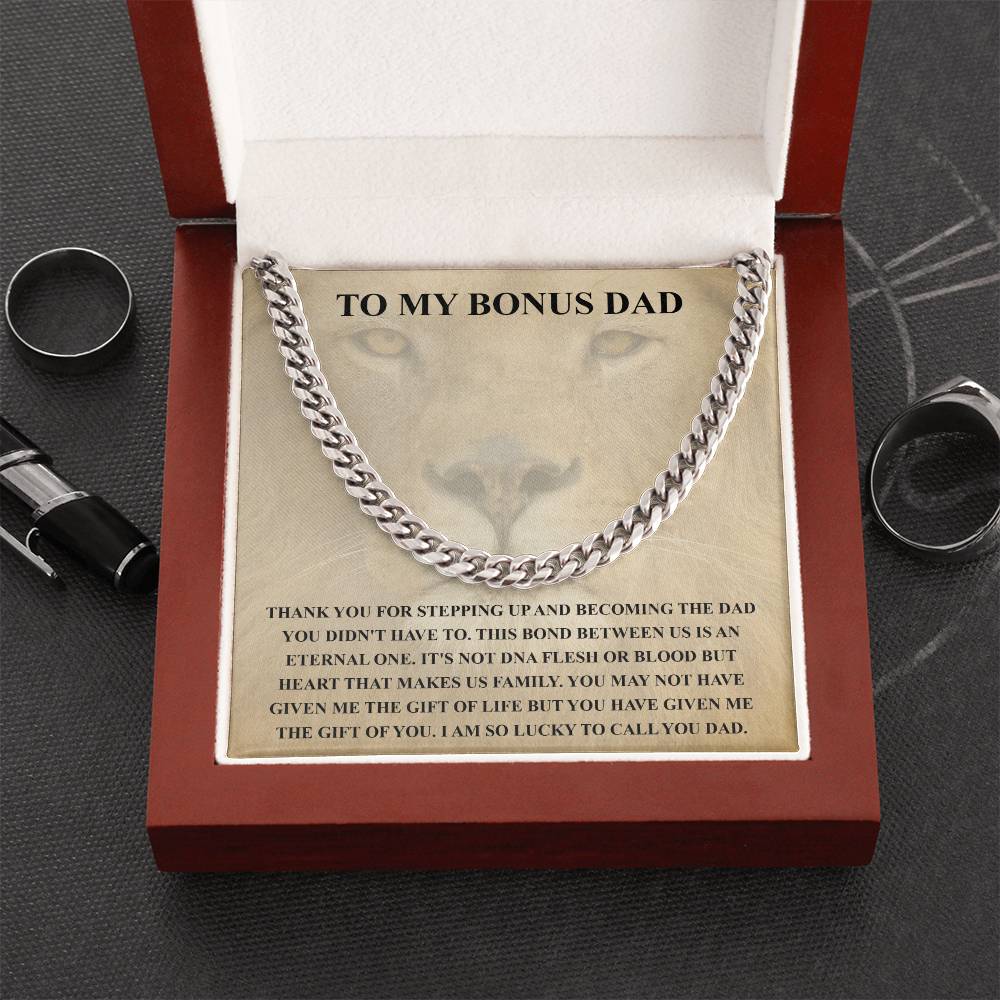 Step Dad Gift From Step Daughter Bonus Dad Gift From Bonus Son Fathers Day Sentimental Gift For Stepped Up Dad Cuban Link Chain