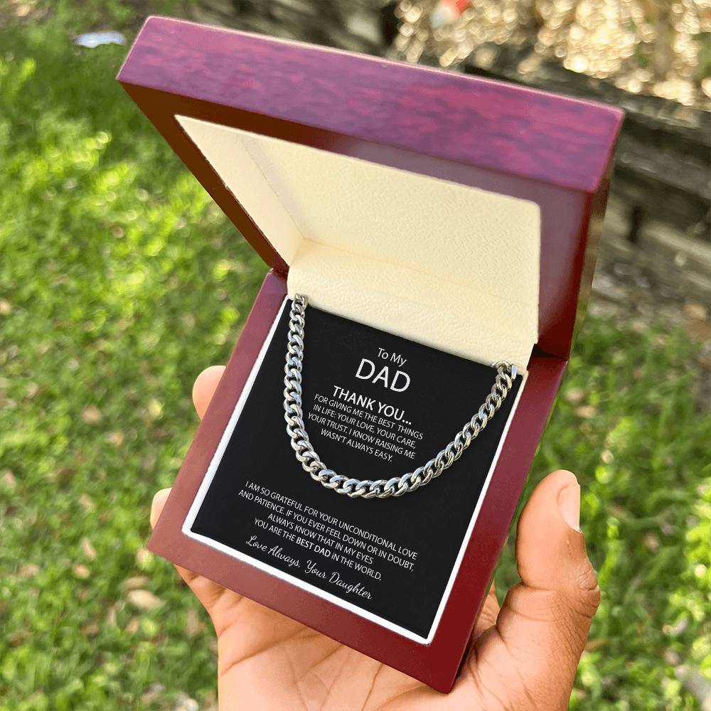 To My Dad Necklace Men Chain Necklace Gift For Dad From Daughter Father's Day Gift Dad Birthday Gift Cuban Link Chain