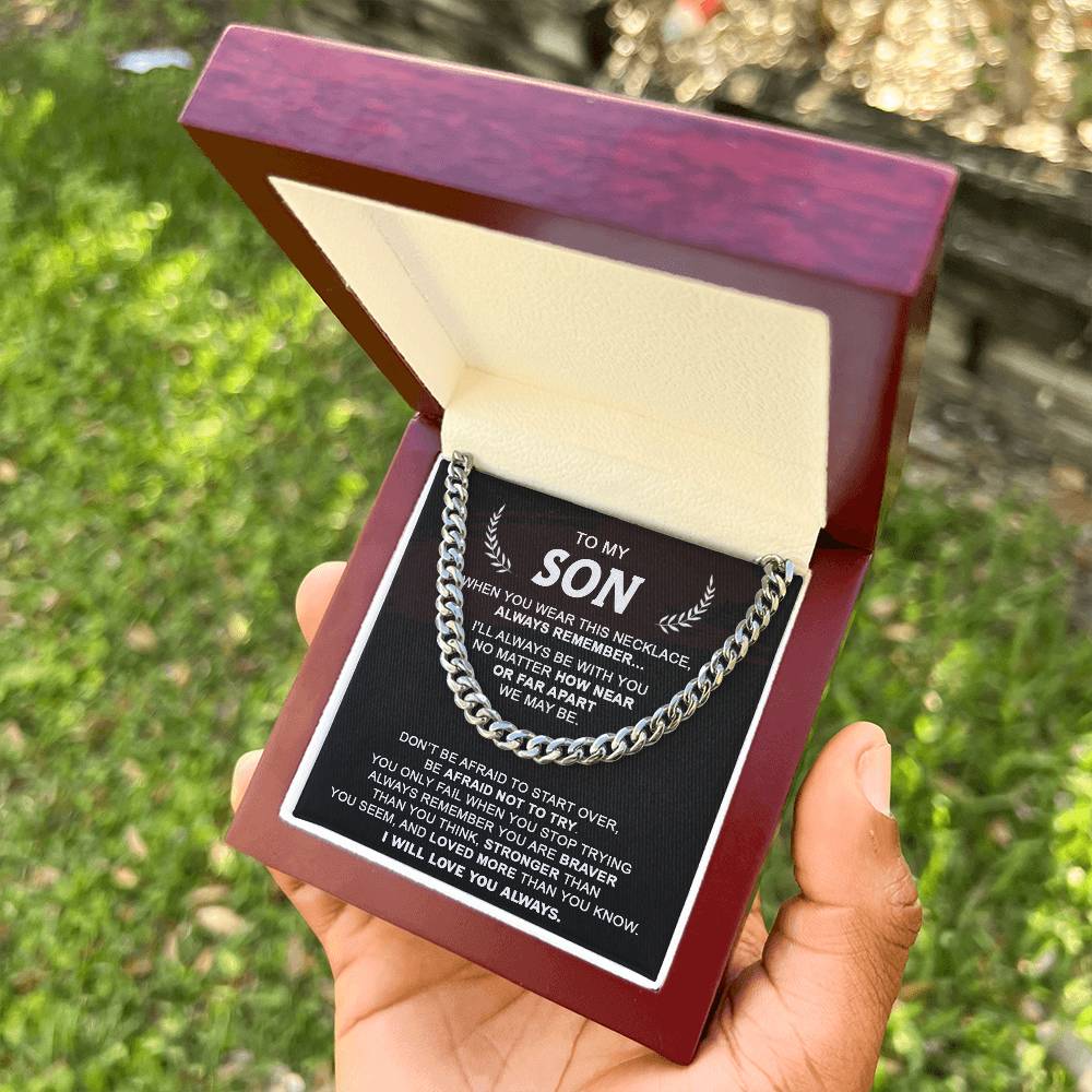 Gift For Son - Never Stop Trying - Cuban Cuban Link Chain