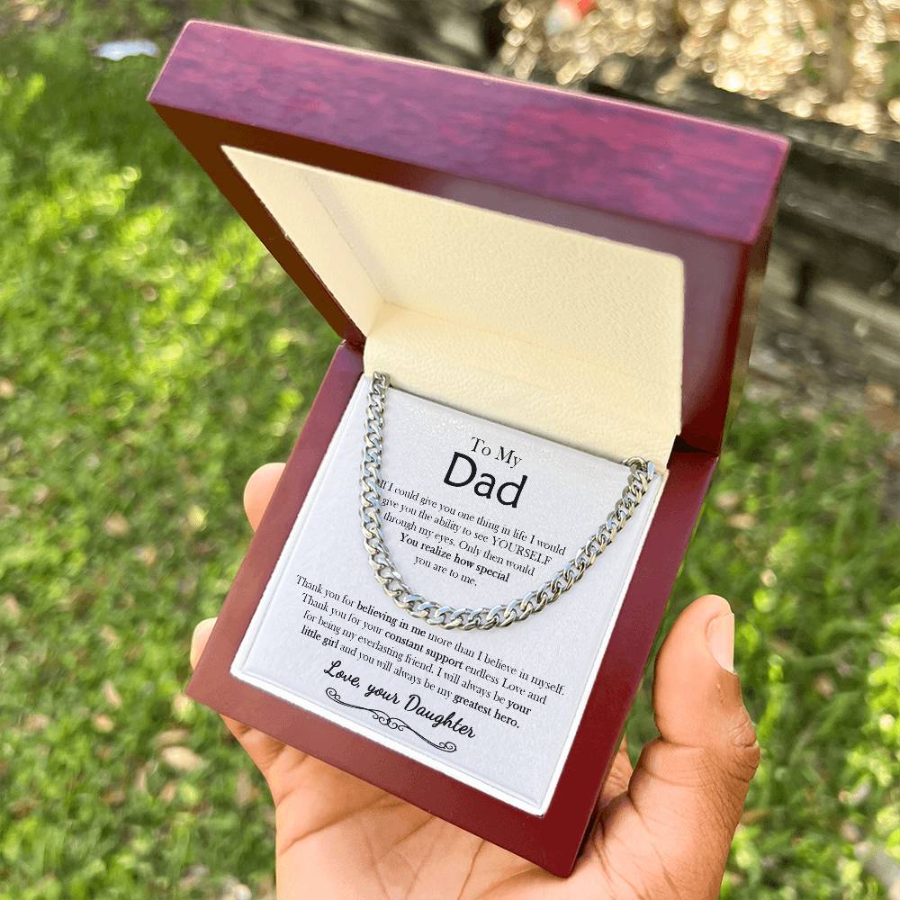 To My Dad Chain Necklace Personalized Gift For Dad From Daughter Birthday Gift For Dad Father's Day Gift Cuban Link Chain