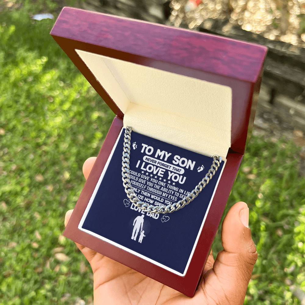 Never Forget I Love You Cuban Link Chain Necklace Gift For Son