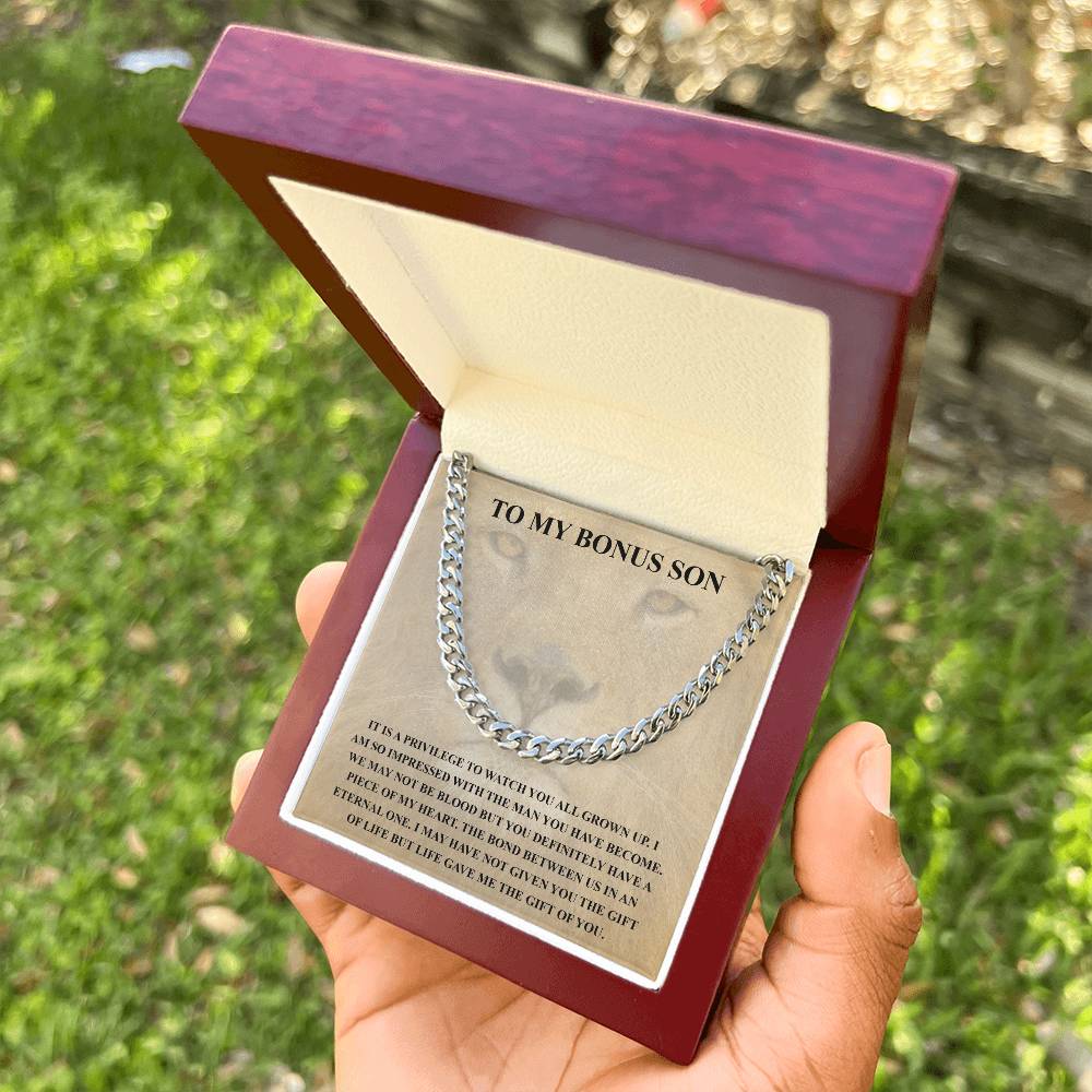 To My Bonus Son Necklace Gift For Step Son Bonus Son Graduation Graduate Gift Fathers Day Father Son Gift Gift From St Cuban Link Chain